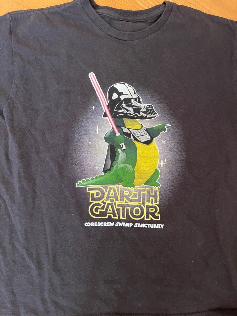Darth Gator Black Graphic Reptile-Themed Tee